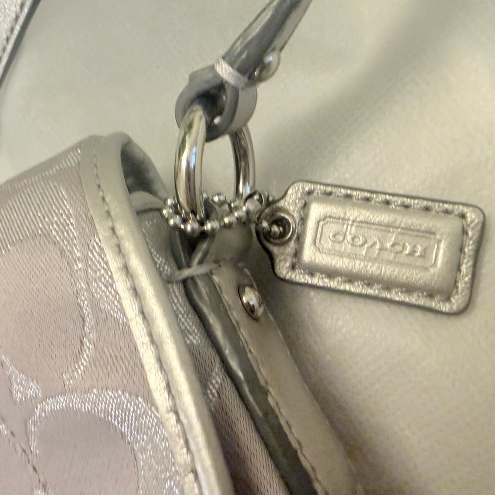 Coach Signature C Silver Metallic Crossbody Bag - Picture 6 of 16